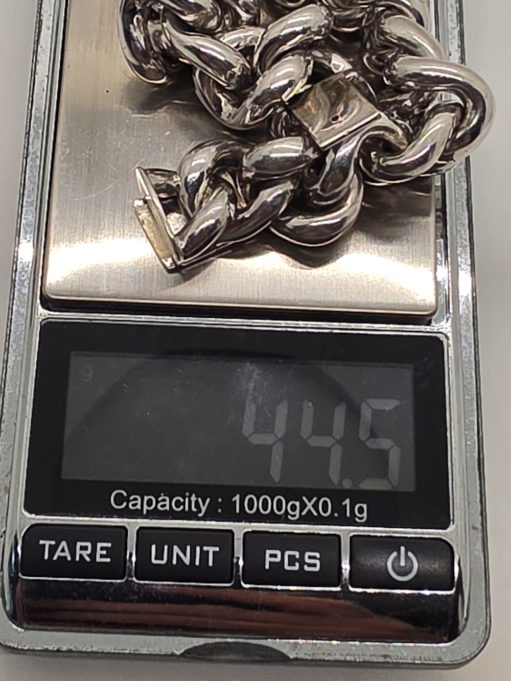 Heavy Curb Link Bracelet in Sterling Silver 925. - Picture 4 of 8
